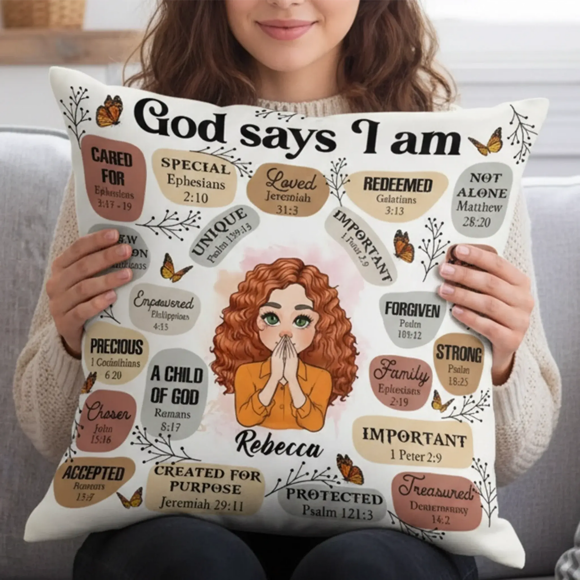 God Says I Am Affirmation – Personalized Christian Throw Pillow Cushion – Meaningful Birthday, Christmas & Faith Encouragement Gift for Women  Ezcustomize