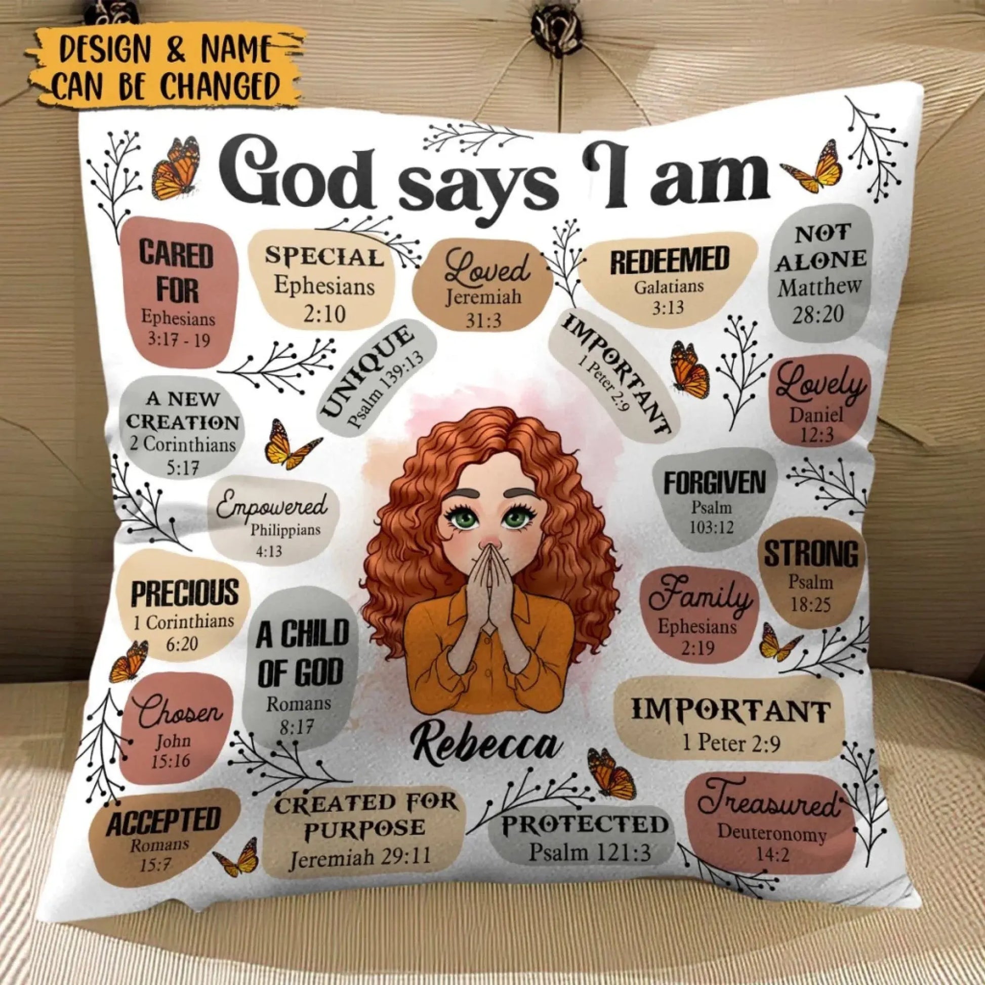 God Says I Am Affirmation – Personalized Christian Throw Pillow Cushion – Meaningful Birthday, Christmas & Faith Encouragement Gift for Women  Ezcustomize