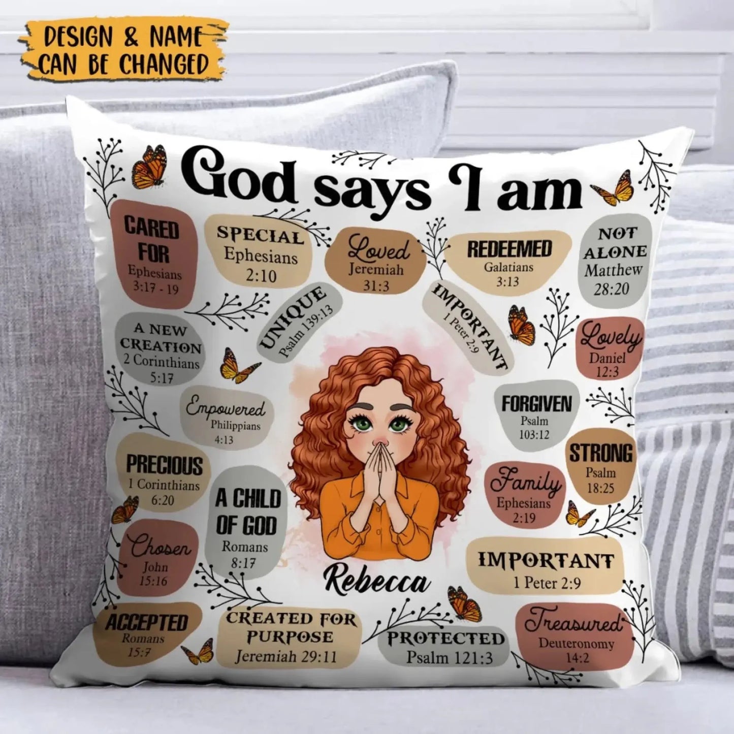 God Says I Am Affirmation – Personalized Christian Throw Pillow Cushion – Meaningful Birthday, Christmas & Faith Encouragement Gift for Women  Ezcustomize