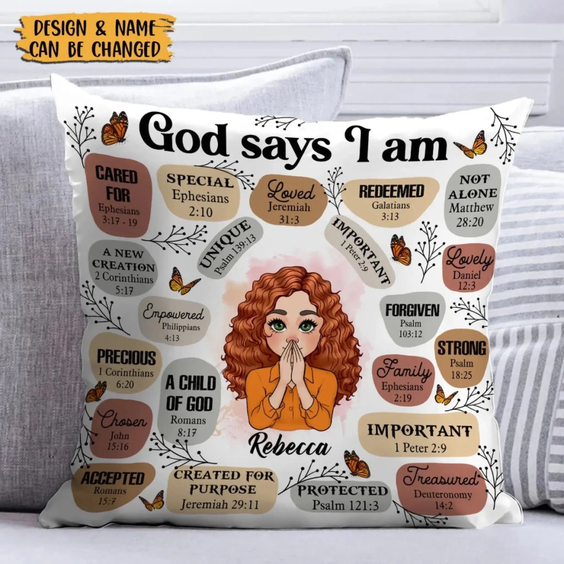 God Says I Am Affirmation – Personalized Christian Throw Pillow Cushion – Meaningful Birthday, Christmas & Faith Encouragement Gift for Women  Ezcustomize
