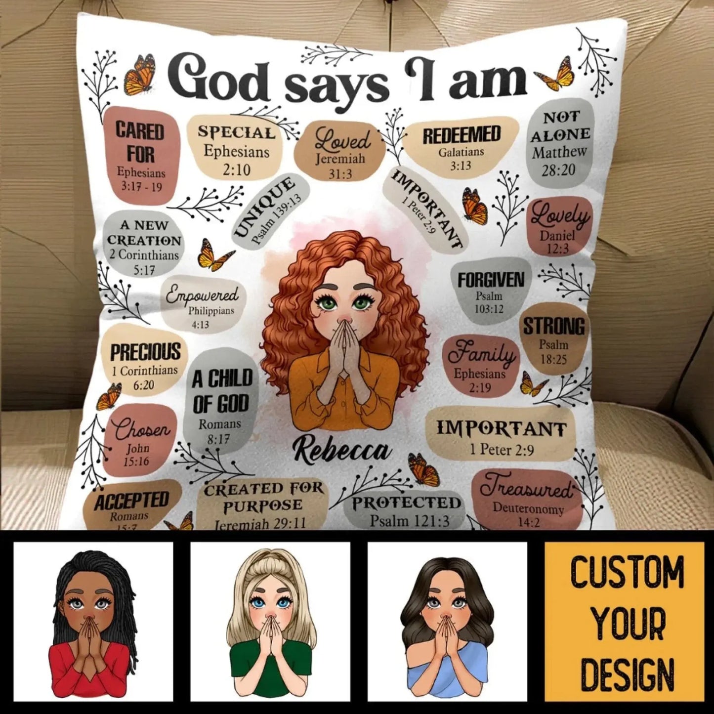 God Says I Am Affirmation – Personalized Christian Throw Pillow Cushion – Meaningful Birthday, Christmas & Faith Encouragement Gift for Women  Ezcustomize