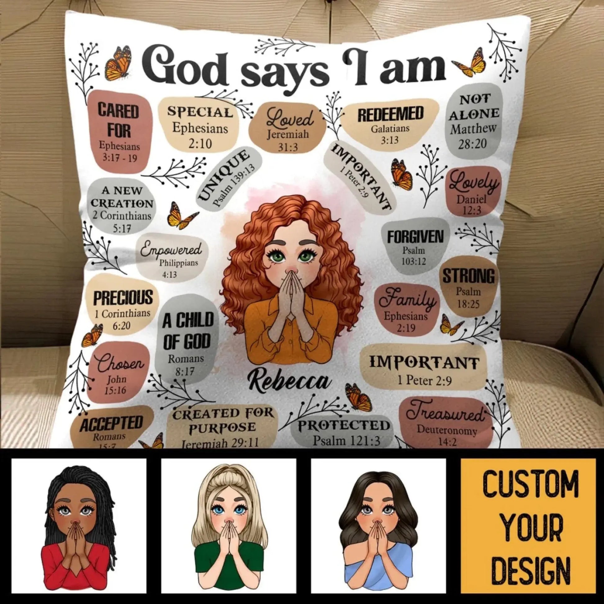 God Says I Am Affirmation – Personalized Christian Throw Pillow Cushion – Meaningful Birthday, Christmas & Faith Encouragement Gift for Women  Ezcustomize