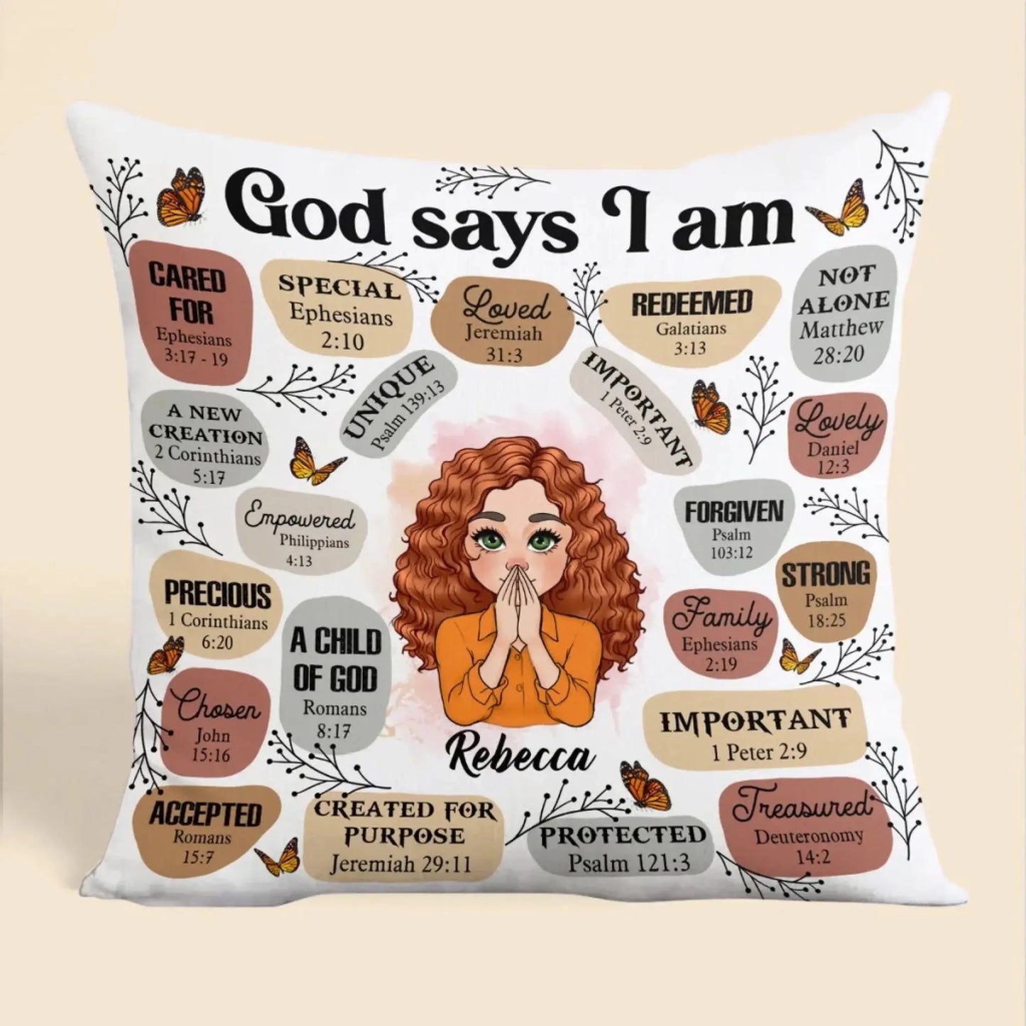 God Says I Am Affirmation – Personalized Christian Throw Pillow Cushion – Meaningful Birthday, Christmas & Faith Encouragement Gift for Women  Ezcustomize