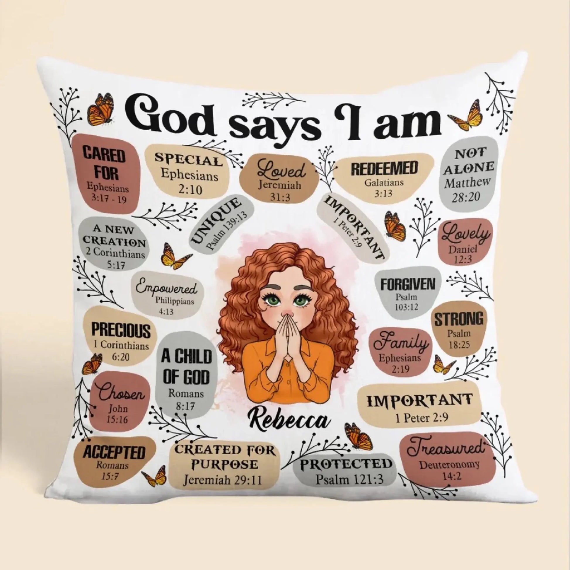 God Says I Am Affirmation – Personalized Christian Throw Pillow Cushion – Meaningful Birthday, Christmas & Faith Encouragement Gift for Women  Ezcustomize