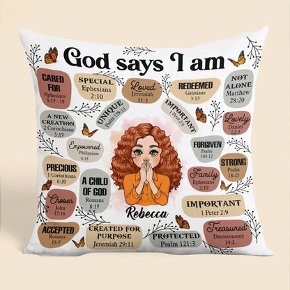 God Says I Am Affirmation – Personalized Christian Throw Pillow Cushion – Meaningful Birthday, Christmas & Faith Encouragement Gift for Women  Ezcustomize