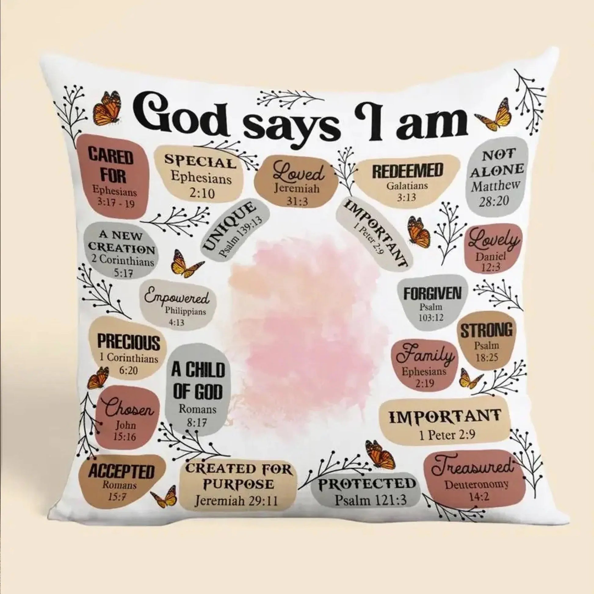 God Says I Am Affirmation – Personalized Christian Throw Pillow Cushion – Meaningful Birthday, Christmas & Faith Encouragement Gift for Women  Ezcustomize