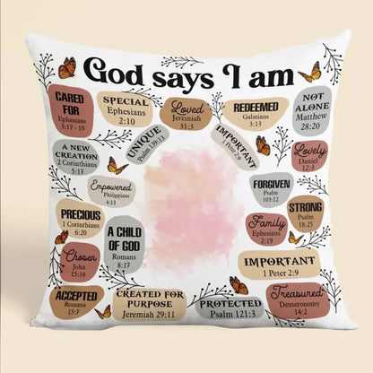 God Says I Am Affirmation – Personalized Christian Throw Pillow Cushion – Meaningful Birthday, Christmas & Faith Encouragement Gift for Women  Ezcustomize