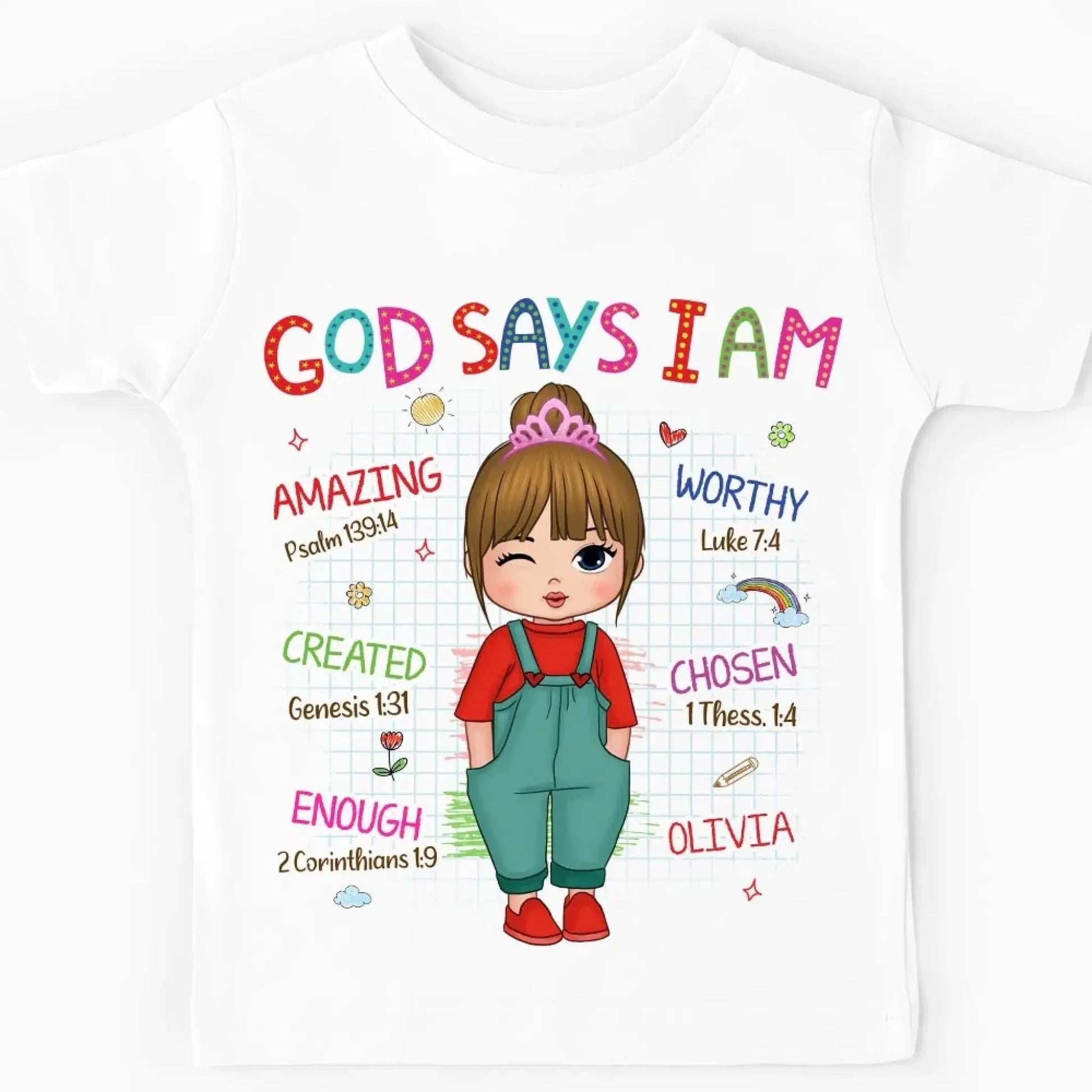 God Says I Am Kid – Personalized Christian Kids Tee – Gift for Kids/Granddaughter/Grandson  Ezcustomize