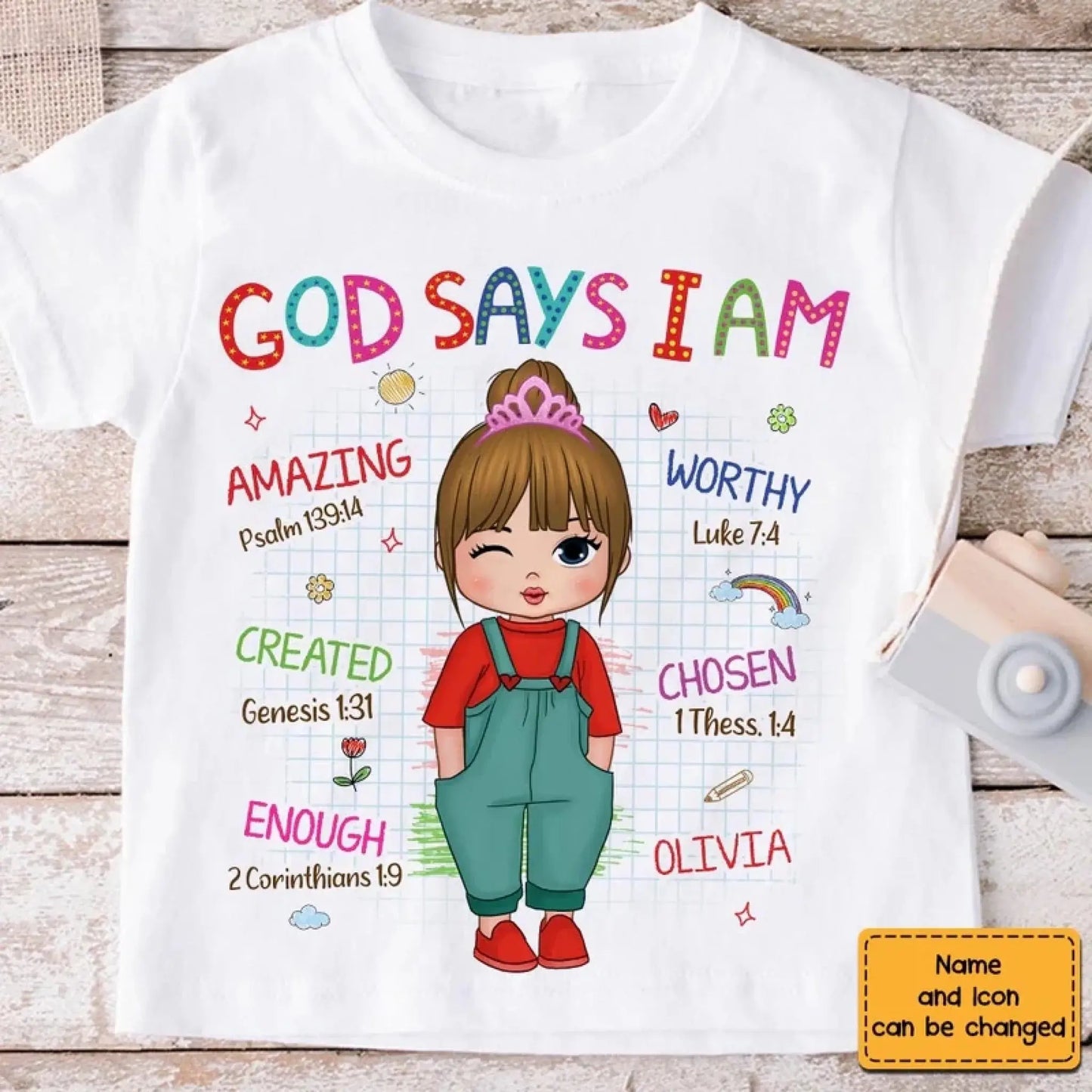 God Says I Am Kid – Personalized Christian Kids Tee – Gift for Kids/Granddaughter/Grandson  Ezcustomize