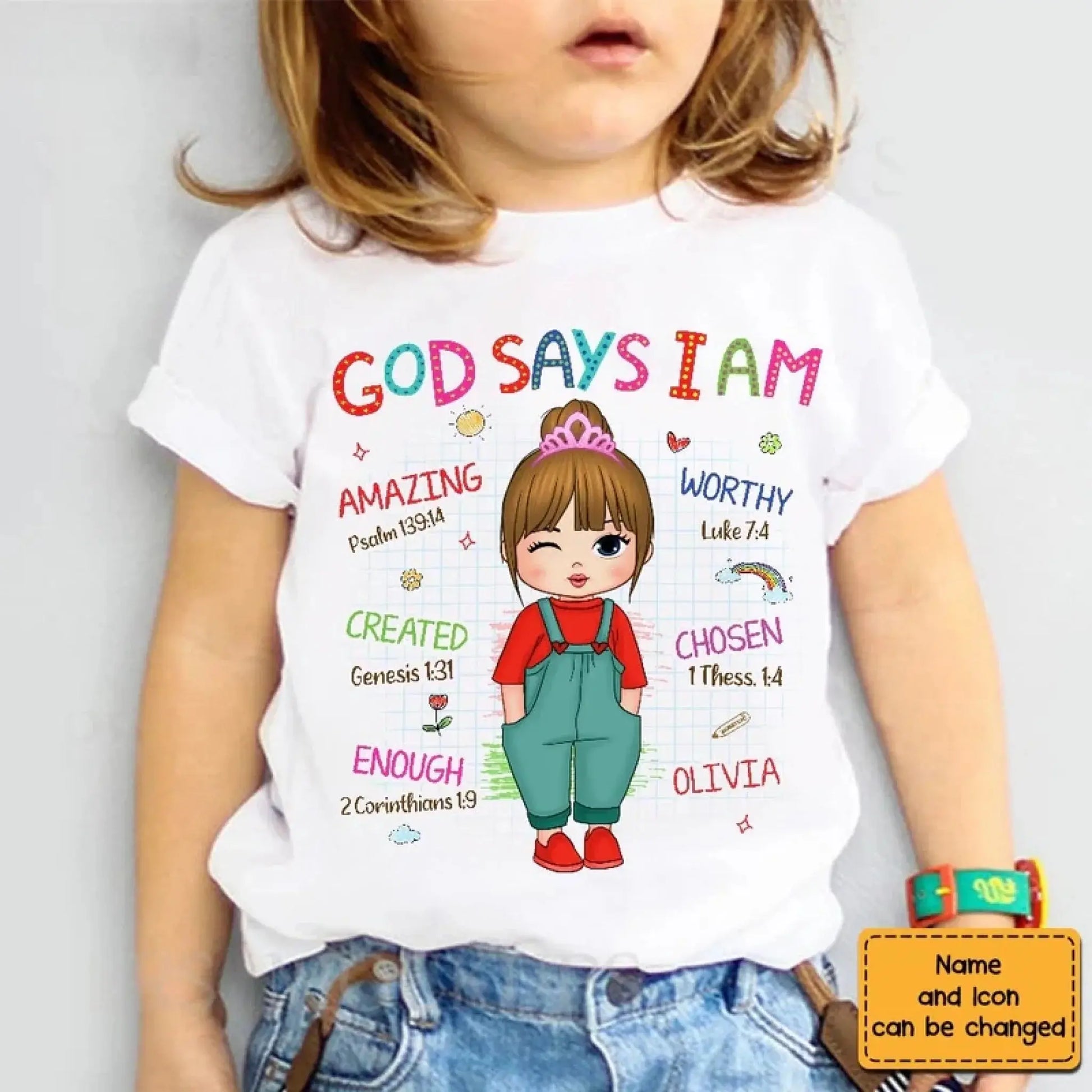 God Says I Am Kid – Personalized Christian Kids Tee – Gift for Kids/Granddaughter/Grandson  Ezcustomize