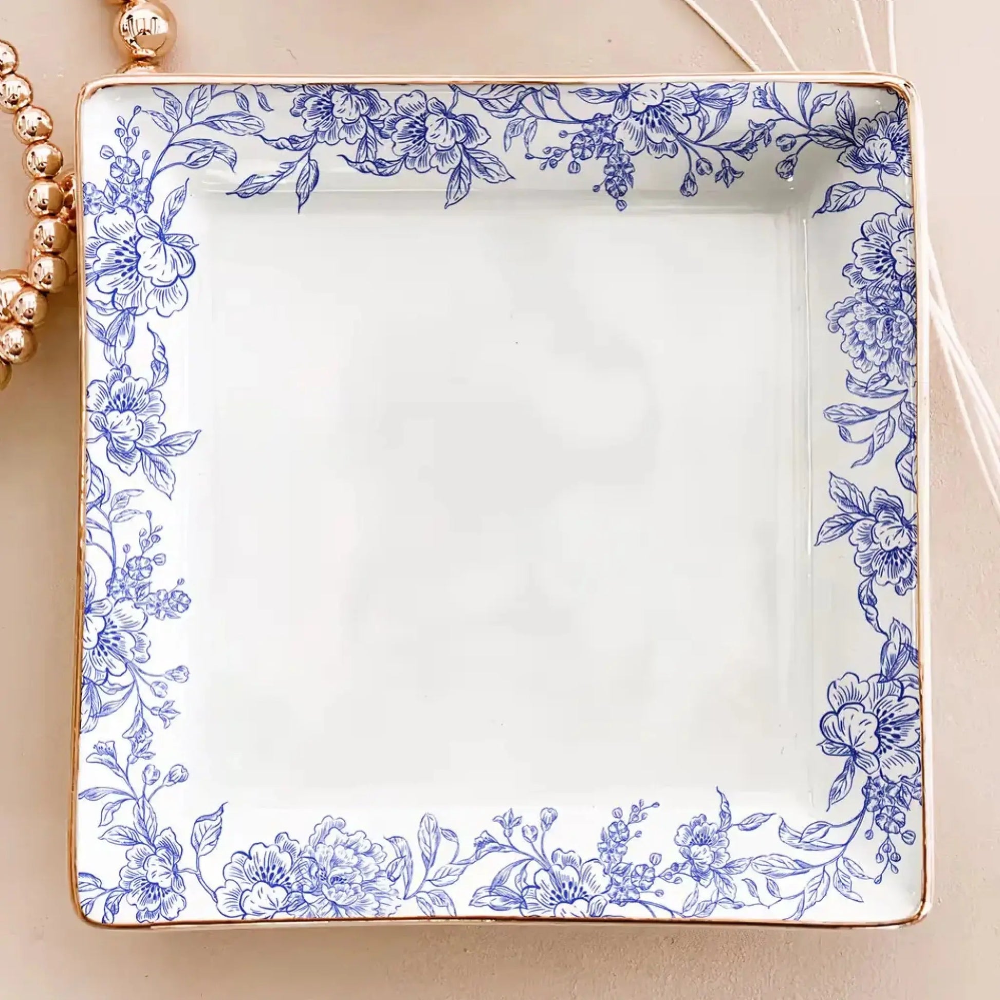God Says I Am Name Letter Bible Toile De Jouy Style – Personalized Jewelry Dish Trinket Tray – Faith Based Christian Gift for Her  Ezcustomize