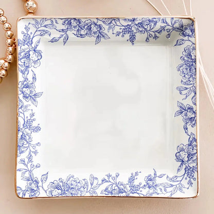 God Says I Am Name Letter Bible Toile De Jouy Style – Personalized Jewelry Dish Trinket Tray – Faith Based Christian Gift for Her  Ezcustomize