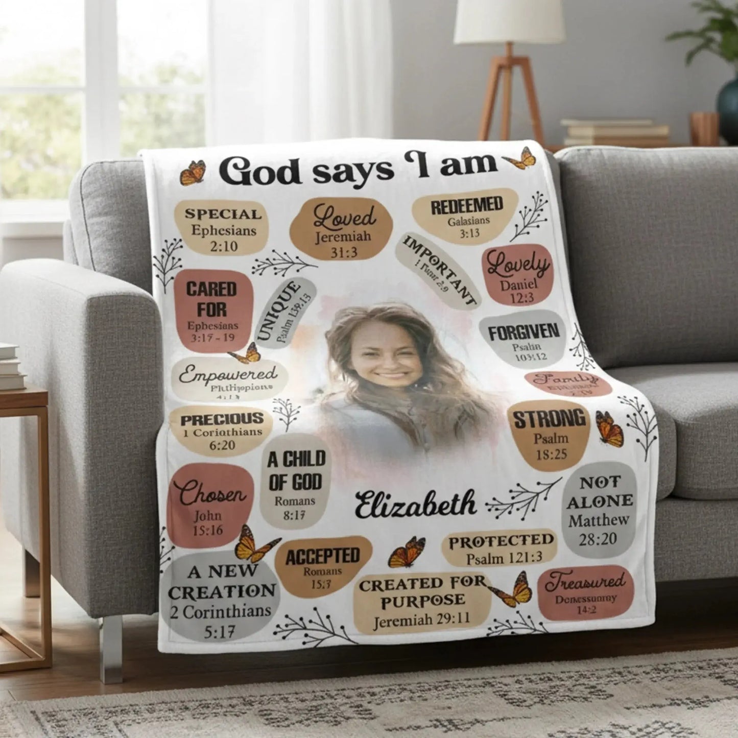 God Says I Am Photo Affirmation – Personalized Christian Blanket Throw – Meaningful Birthday & Faith Encouragement Gift for Her or Loved Ones  Ezcustomize