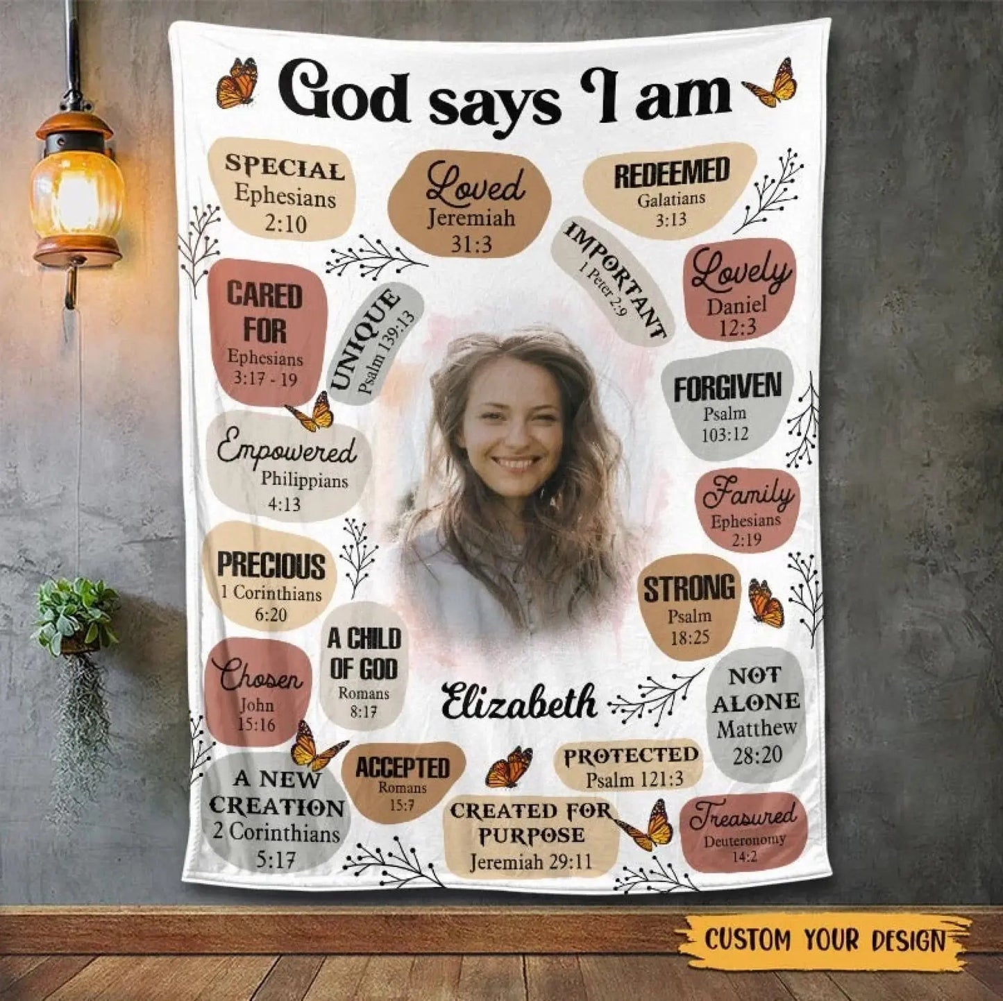 God Says I Am Photo Affirmation – Personalized Christian Blanket Throw – Meaningful Birthday & Faith Encouragement Gift for Her or Loved Ones  Ezcustomize