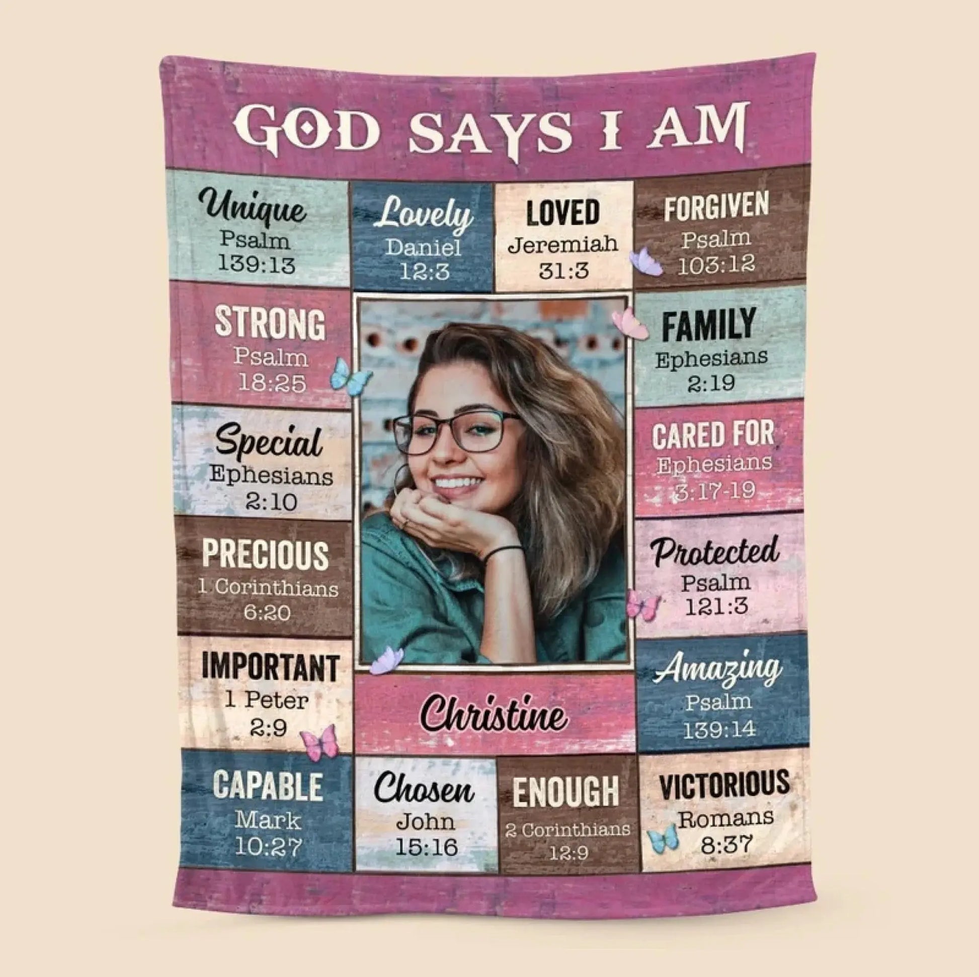 God Says I Am Pink Photo – Personalized Christian Blanket Throw – Meaningful Birthday & Faith Encouragement Gift for Girls and Women  Ezcustomize