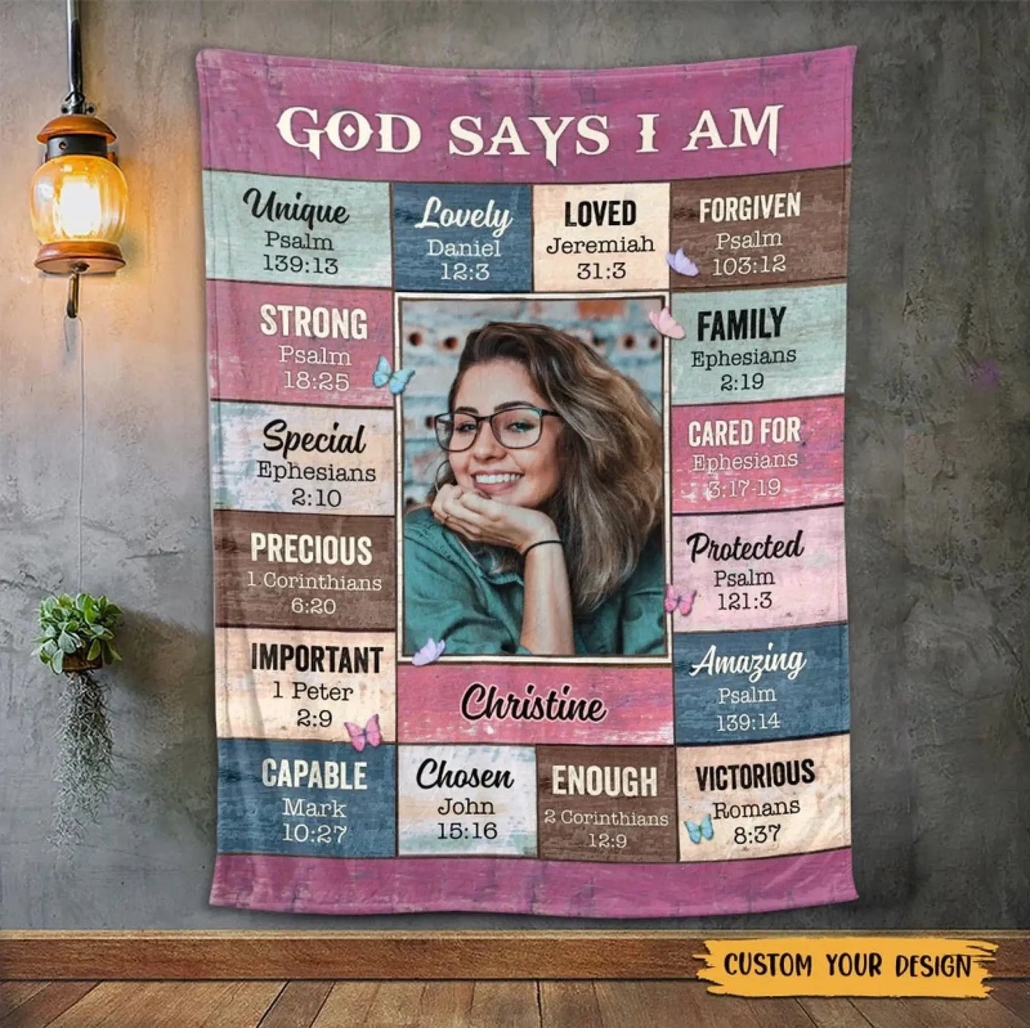 God Says I Am Pink Photo – Personalized Christian Blanket Throw – Meaningful Birthday & Faith Encouragement Gift for Girls and Women  Ezcustomize