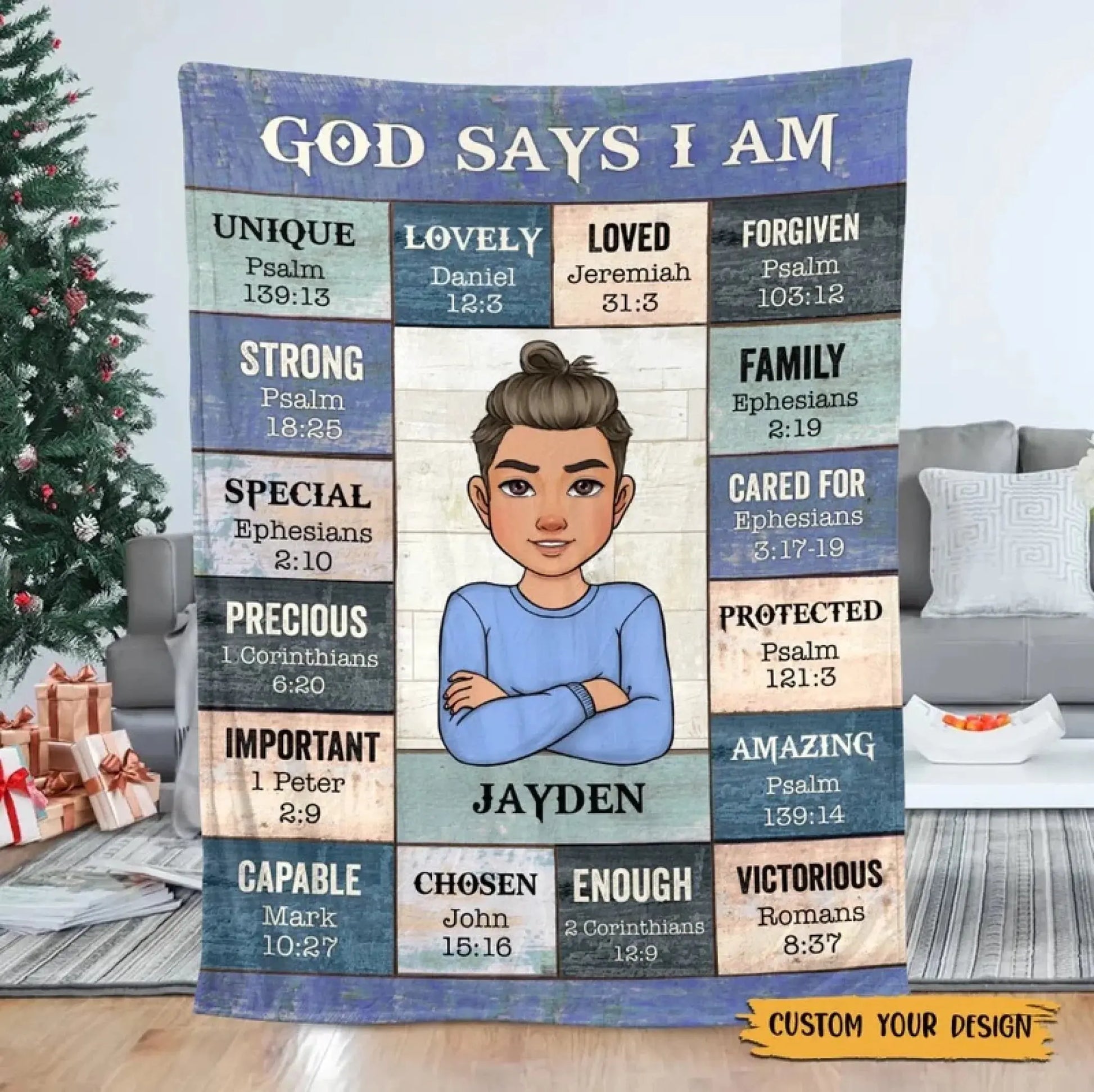 God Says I Am – Personalized Christian Blanket Throw – Faith Based Birthday, Christmas & Encouragement Gift for Girls and Women  Ezcustomize