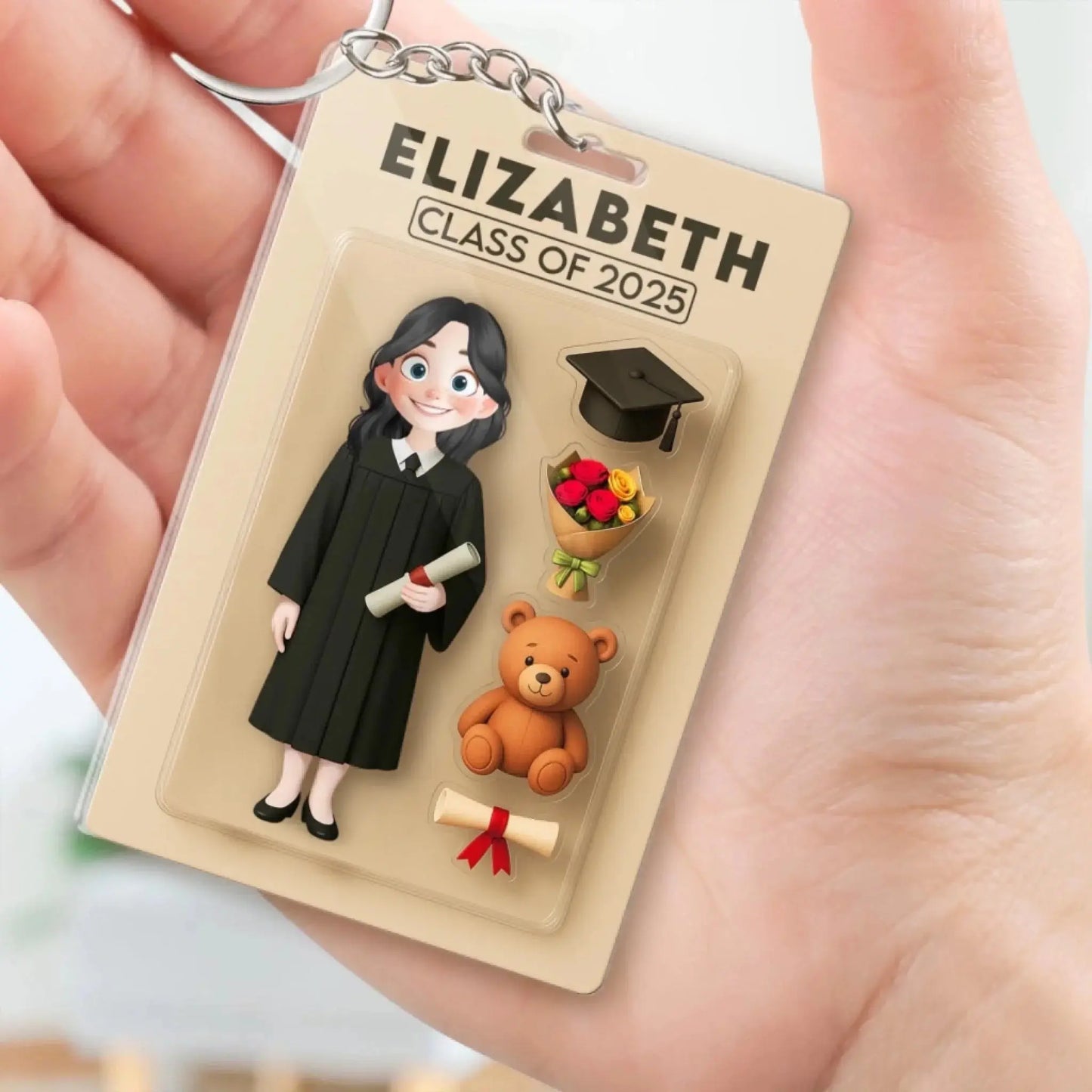 Graduate Action Figure - Personalized Acrylic Keychain, 3D Effect Cartoon Graduation Gift  Ezcustomize