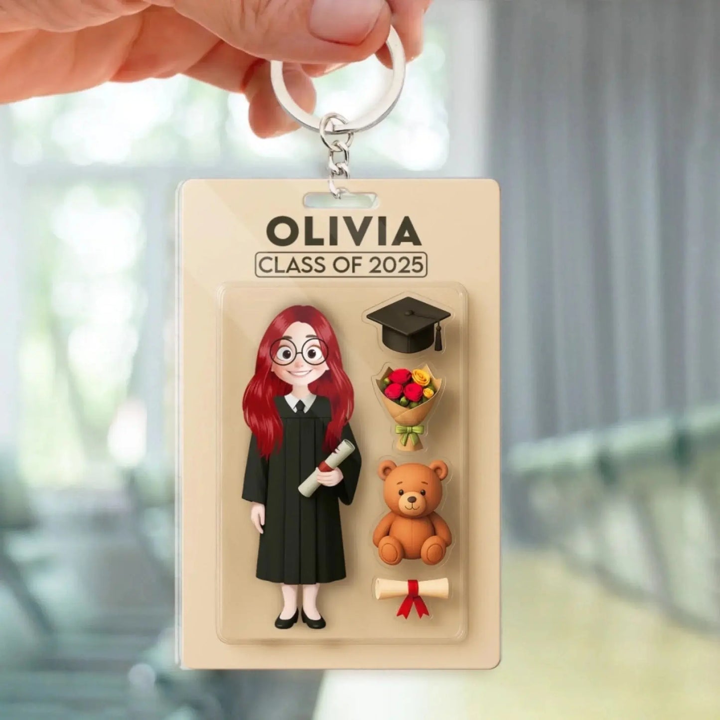 Graduate Action Figure - Personalized Acrylic Keychain, 3D Effect Cartoon Graduation Gift  Ezcustomize