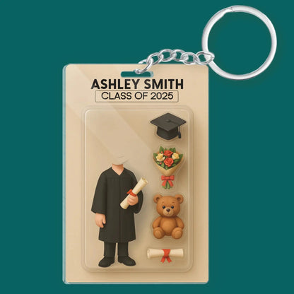 Graduate Action Figure - Personalized Acrylic Keychain, 3D Effect Cartoon Graduation Gift  Ezcustomize