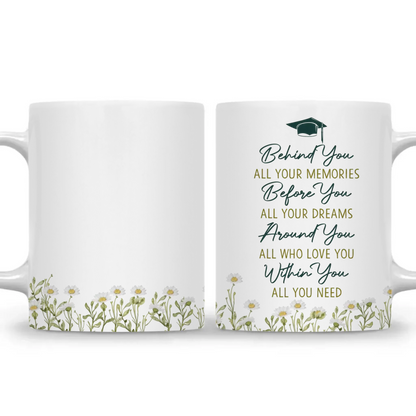 Graduation Mug with Name, School & Year – “Behind You All Your Memories, Before You All Your Dreams” Personalized Gift for Graduate Girl  Ezcustomize