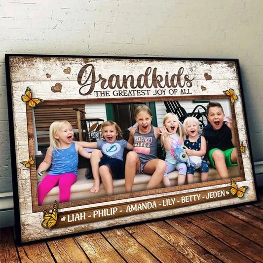 Grandkids – The Greatest Joy of All Custom Image Art – Personalized Poster/Canvas For Grandparents, Grandpa, Grandma  Ezcustomize