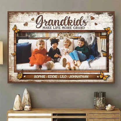 Grandkids – The Greatest Joy of All Custom Image Art – Personalized Poster/Canvas For Grandparents, Grandpa, Grandma  Ezcustomize