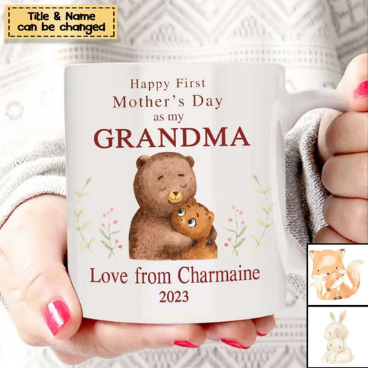 Grandma Bear First Mother’s Day Mug – Personalized Gift for New Grandma – Custom Coffee Cup with Name or Date  Ezcustomize