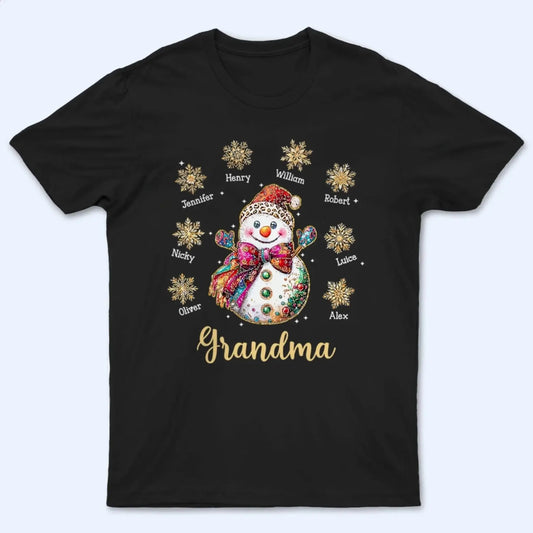 Grandma Christmas Snowman - Personalized Custom T Shirt - Christmas Gift for Grandma/Grandparent  Ezcustomize