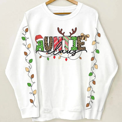 Grandma Claus Sweatshirt with Kids’ Names on Sleeves – Personalized Christmas Lights Sweater for Grandma, Nana, Mama  Ezcustomize