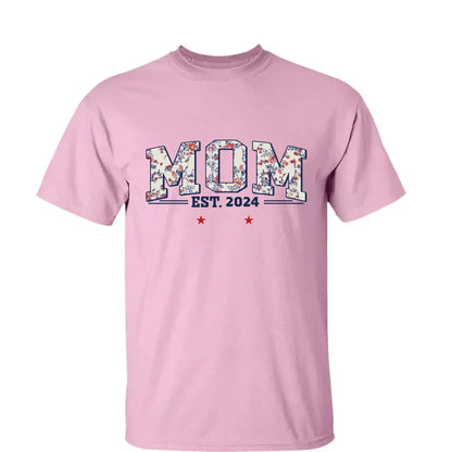 Grandma Est. Shirt – Personalized Floral Patriotic T-Shirt with Grandkids’ Names, 4th of July Gift for Nana, Mimi, Mom, Grandma  Ezcustomize