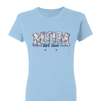 Grandma Est. Shirt – Personalized Floral Patriotic T-Shirt with Grandkids’ Names, 4th of July Gift for Nana, Mimi, Mom, Grandma  Ezcustomize