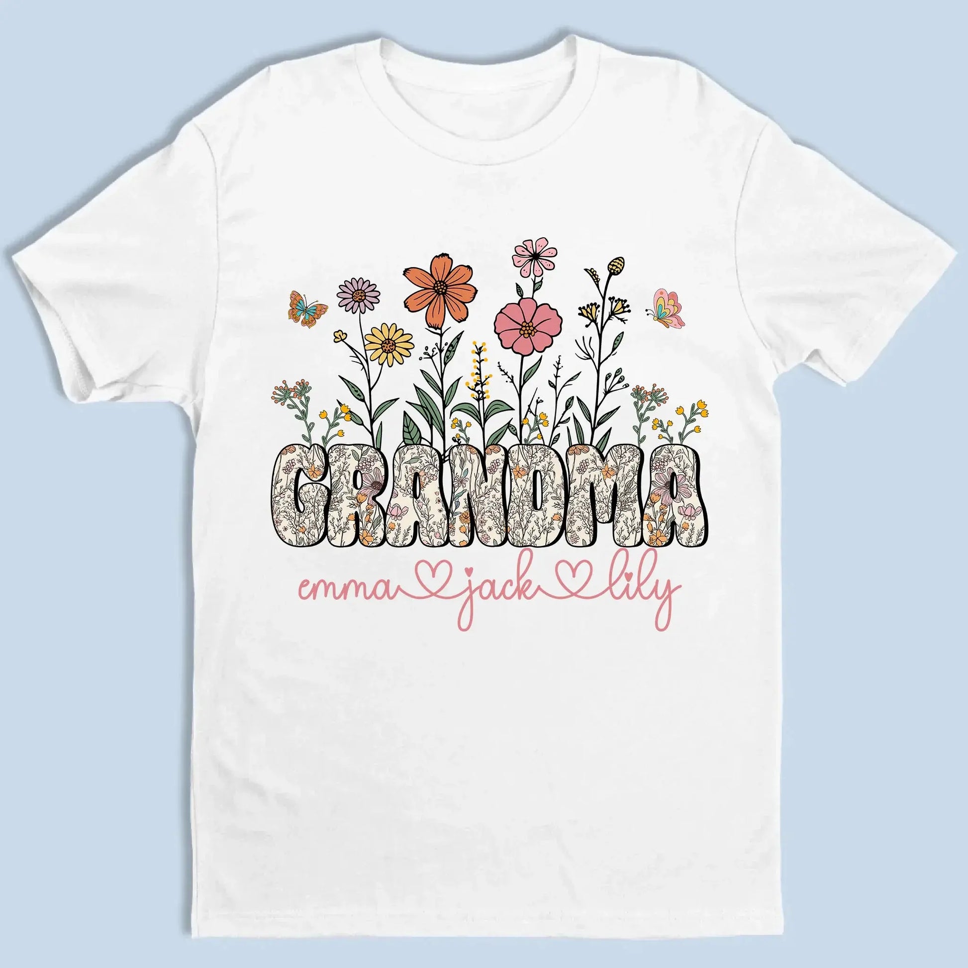 Grandma Floral Shirt with Names – Personalized Flower Garden T-Shirt Gift for Grandma, Nana, Mimi or Gigi  Ezcustomize