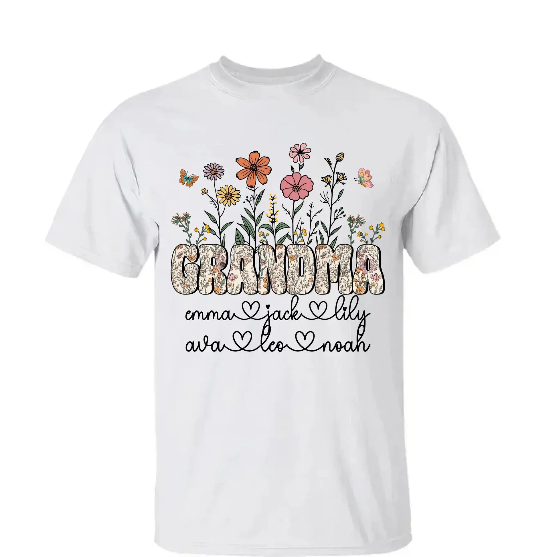 Grandma Floral Shirt with Names – Personalized Flower Garden T-Shirt Gift for Grandma, Nana, Mimi or Gigi  Ezcustomize