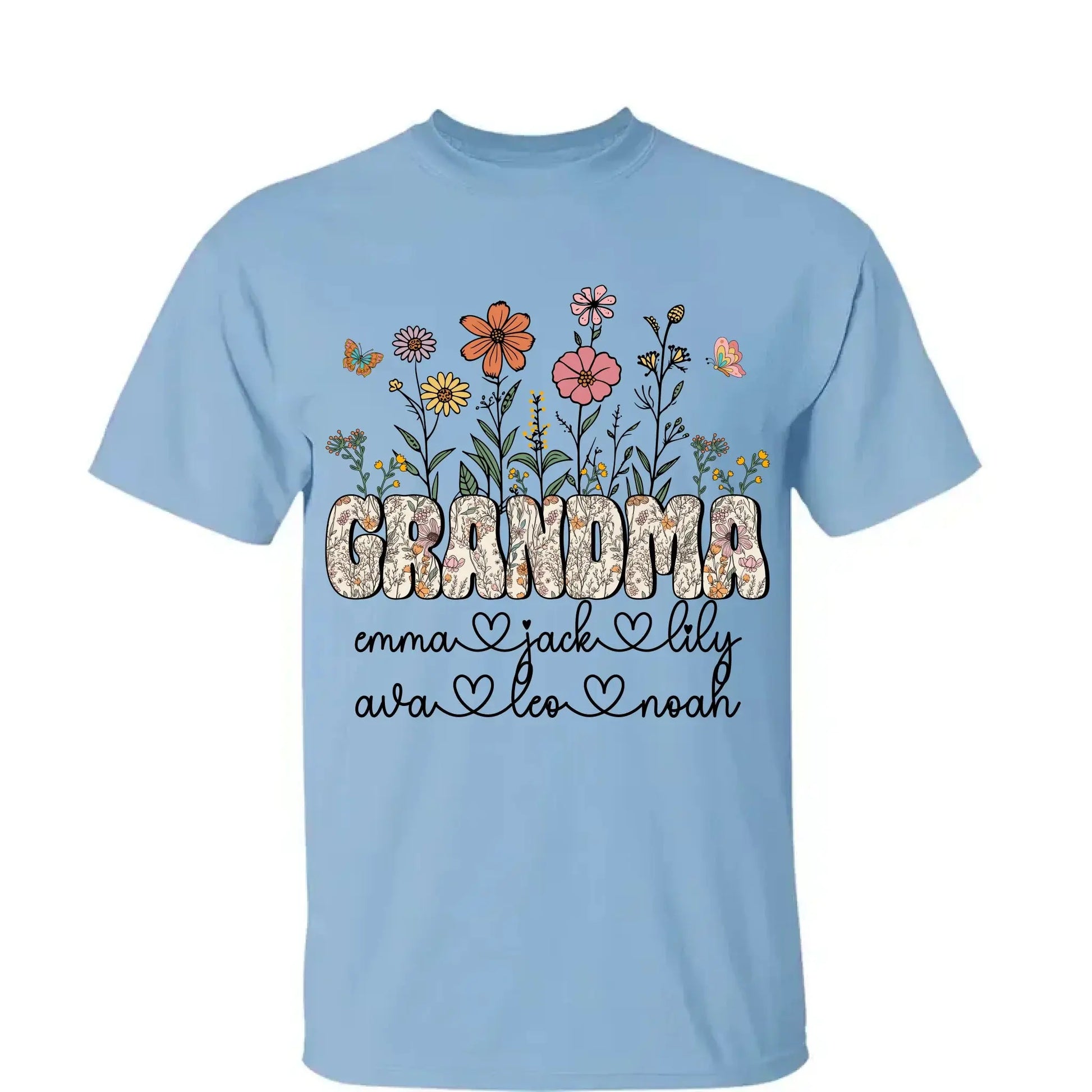 Grandma Floral Shirt with Names – Personalized Flower Garden T-Shirt Gift for Grandma, Nana, Mimi or Gigi  Ezcustomize