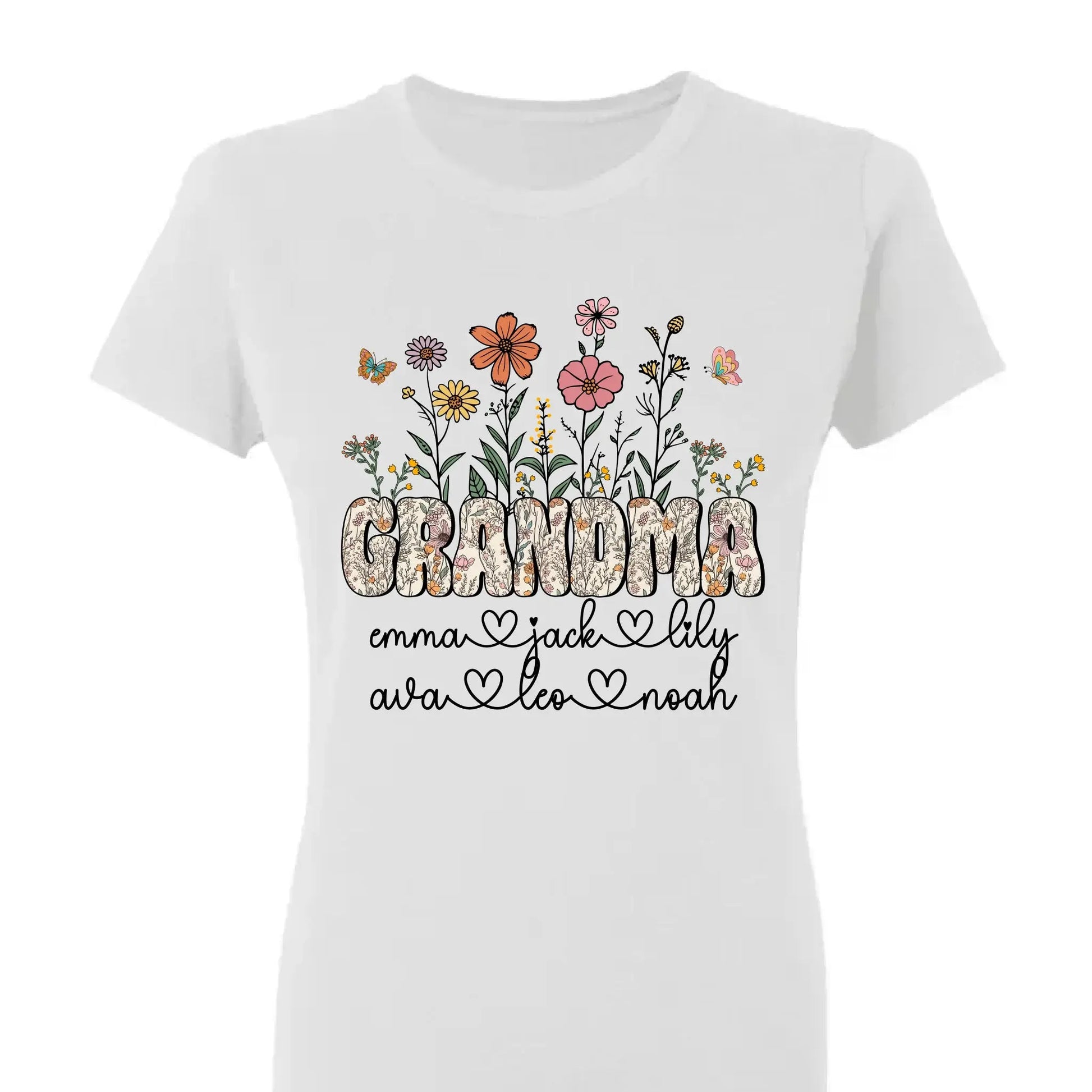 Grandma Floral Shirt with Names – Personalized Flower Garden T-Shirt Gift for Grandma, Nana, Mimi or Gigi  Ezcustomize
