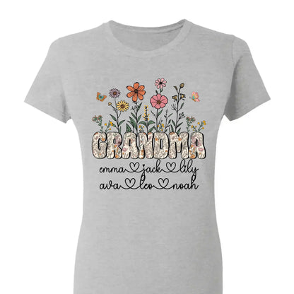 Grandma Floral Shirt with Names – Personalized Flower Garden T-Shirt Gift for Grandma, Nana, Mimi or Gigi  Ezcustomize