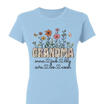 Grandma Floral Shirt with Names – Personalized Flower Garden T-Shirt Gift for Grandma, Nana, Mimi or Gigi  Ezcustomize
