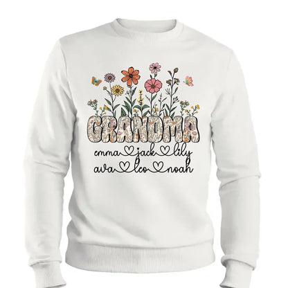 Grandma Floral Shirt with Names – Personalized Flower Garden T-Shirt Gift for Grandma, Nana, Mimi or Gigi  Ezcustomize