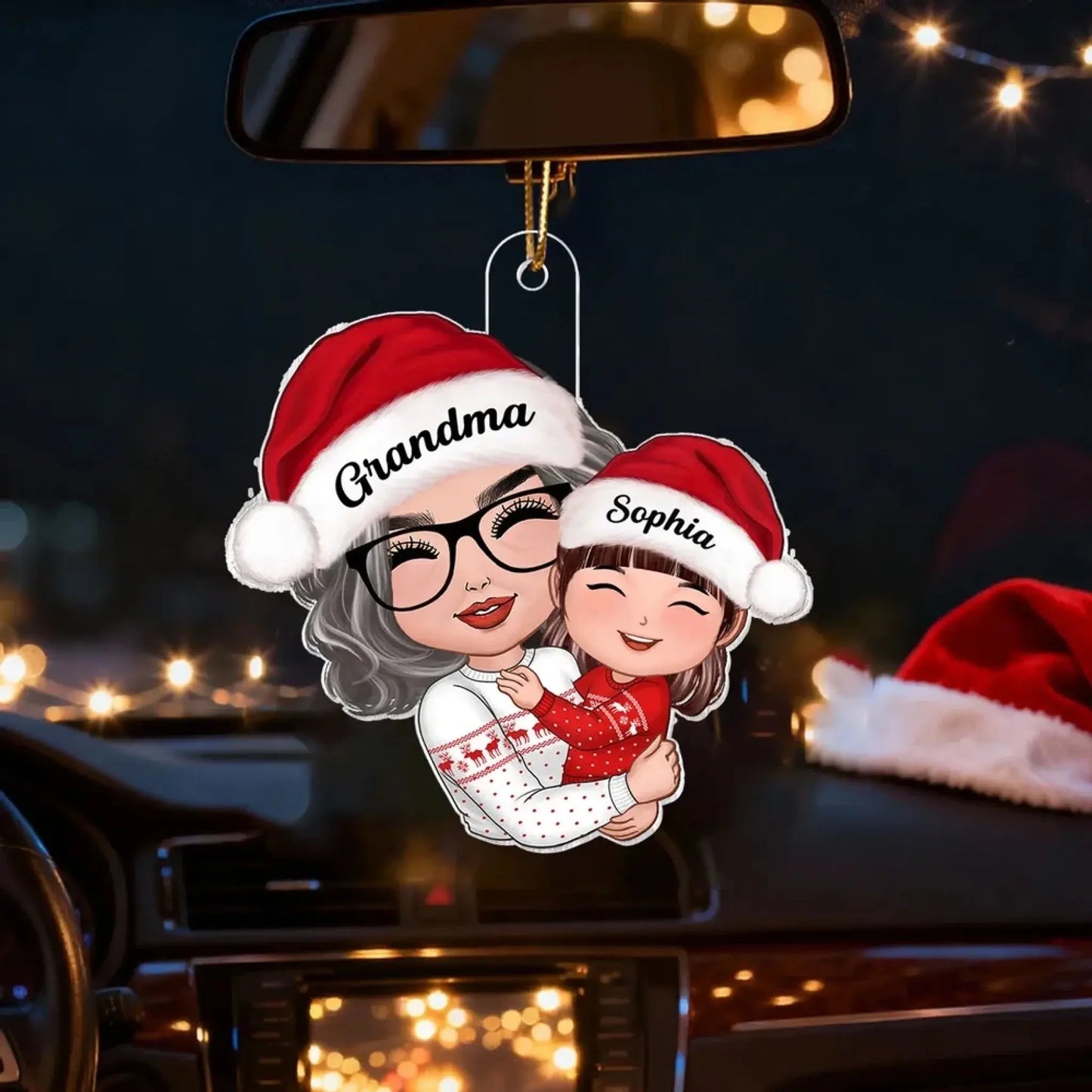 Grandma Hugging Grandkid – Personalized Acrylic Ornament – Heartwarming Christmas Gift for Grandma, Granddaughter & Grandson  Ezcustomize