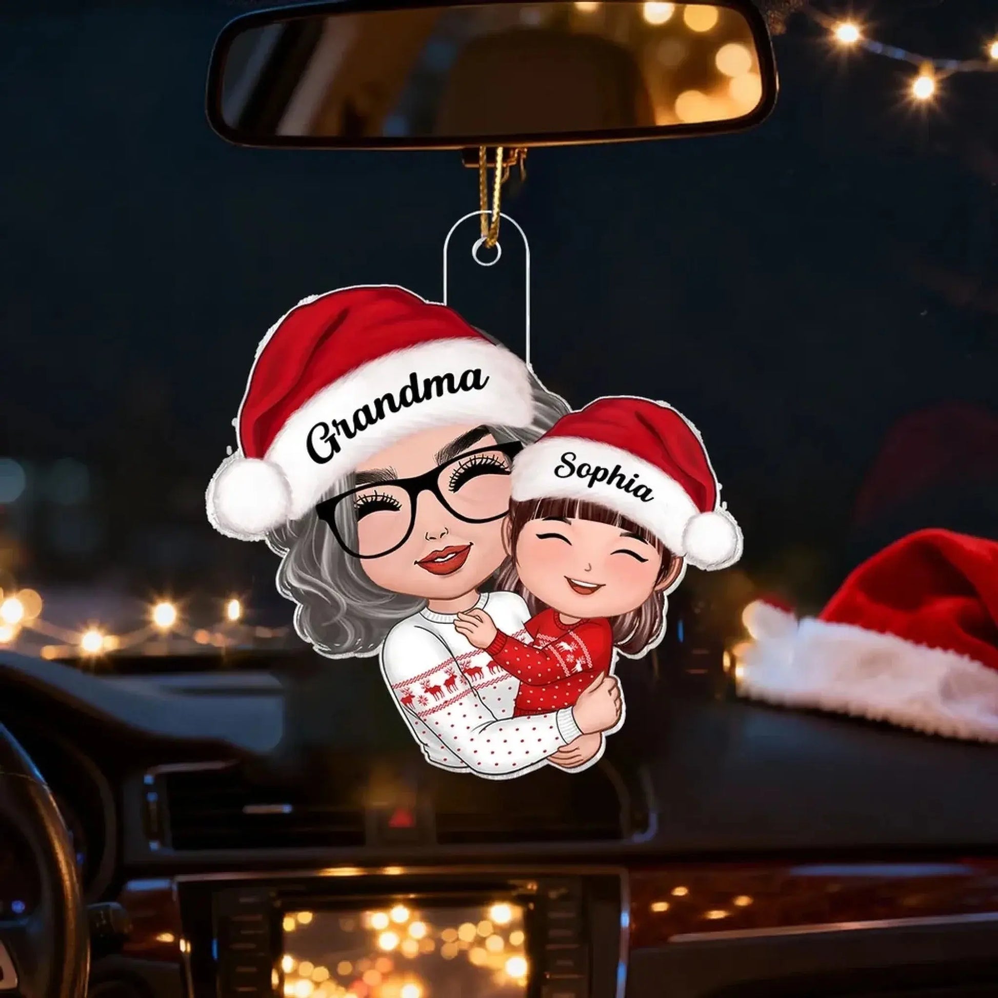 Grandma Hugging Grandkid – Personalized Acrylic Ornament – Heartwarming Christmas Gift for Grandma, Granddaughter & Grandson  Ezcustomize