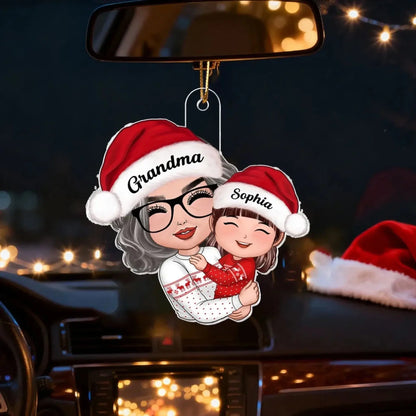 Grandma Hugging Grandkid – Personalized Acrylic Ornament – Heartwarming Christmas Gift for Grandma, Granddaughter & Grandson  Ezcustomize