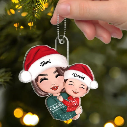 Grandma Hugging Grandkid – Personalized Acrylic Ornament – Heartwarming Christmas Gift for Grandma, Granddaughter & Grandson  Ezcustomize