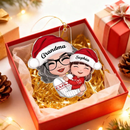 Grandma Hugging Grandkid – Personalized Acrylic Ornament – Heartwarming Christmas Gift for Grandma, Granddaughter & Grandson  Ezcustomize