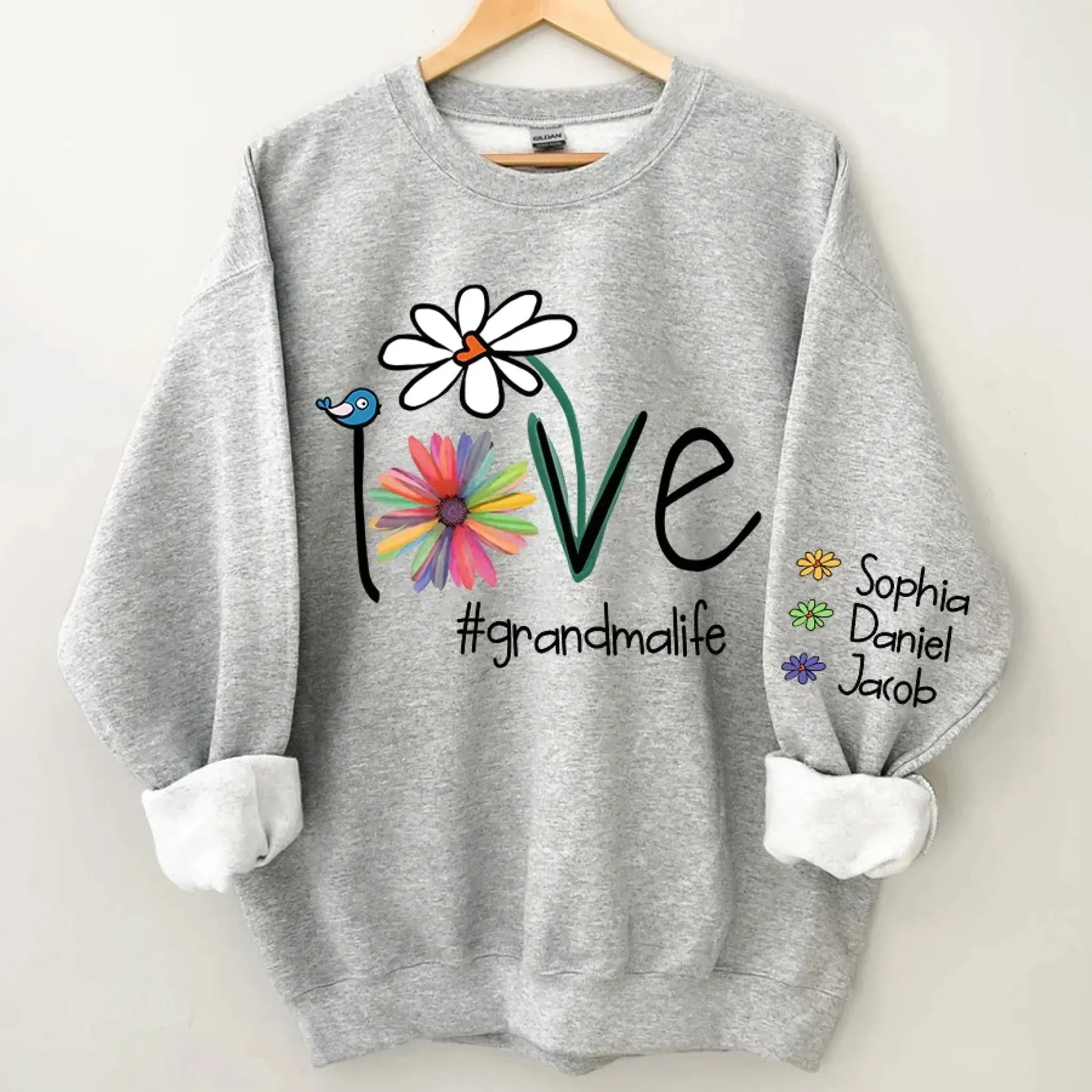 Grandma Life Sweatshirt – Personalized Flower Design – Gift for Grandma, Mom  Ezcustomize