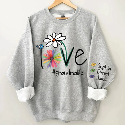Grandma Life Sweatshirt – Personalized Flower Design – Gift for Grandma, Mom  Ezcustomize