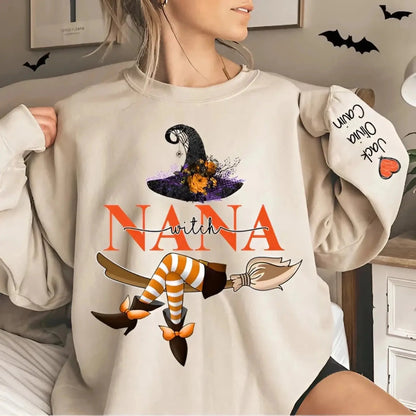 Grandma Life Witch Halloween Design – Personalized Sweatshirt with Kids’ Names – Fun Spooky Gift for Grandma, Nana or Mimi  Ezcustomize