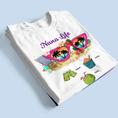 Grandma Life with Sunglasses & Beach Vibes – Personalized Custom T-Shirt – Fun Summer Gift for Grandma, Nana, Mimi, Mom or Wife  Ezcustomize