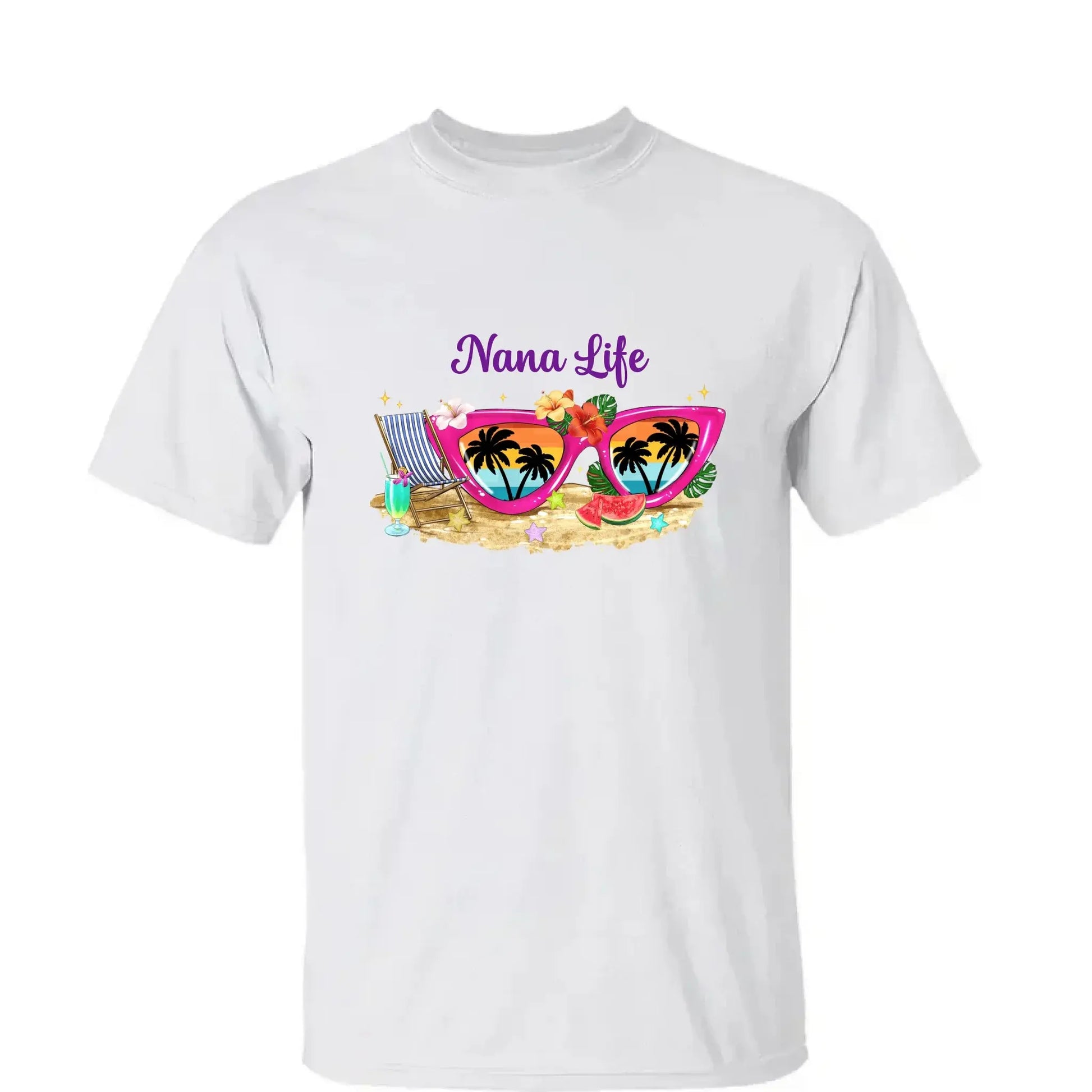 Grandma Life with Sunglasses & Beach Vibes – Personalized Custom T-Shirt – Fun Summer Gift for Grandma, Nana, Mimi, Mom or Wife  Ezcustomize