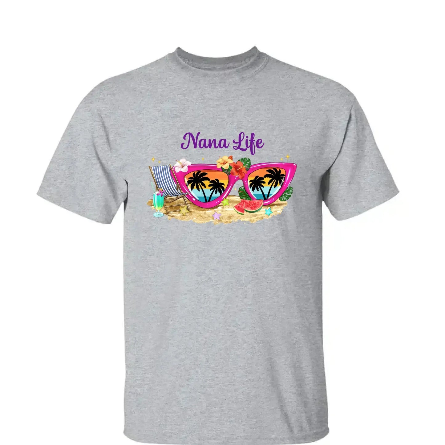 Grandma Life with Sunglasses & Beach Vibes – Personalized Custom T-Shirt – Fun Summer Gift for Grandma, Nana, Mimi, Mom or Wife  Ezcustomize